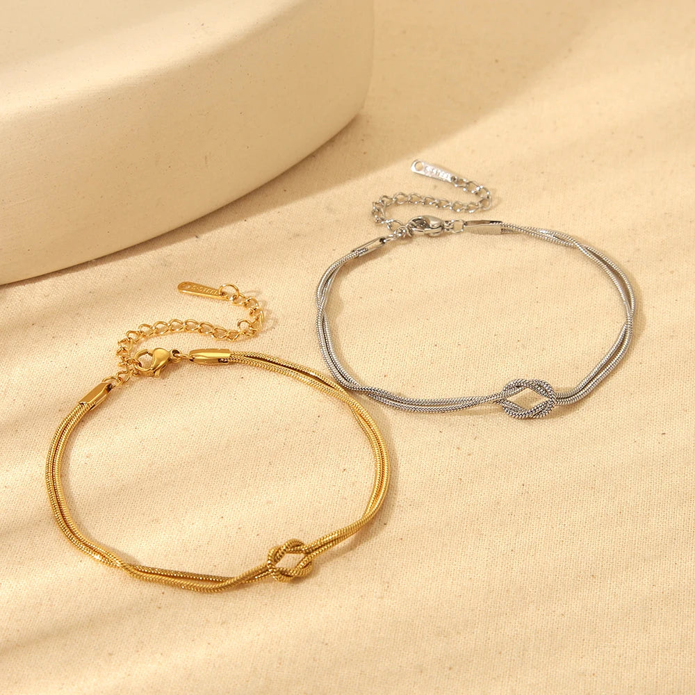 Urban Cuffs | Gold & Silver Double-Layer Knot Bracelet for Couples
