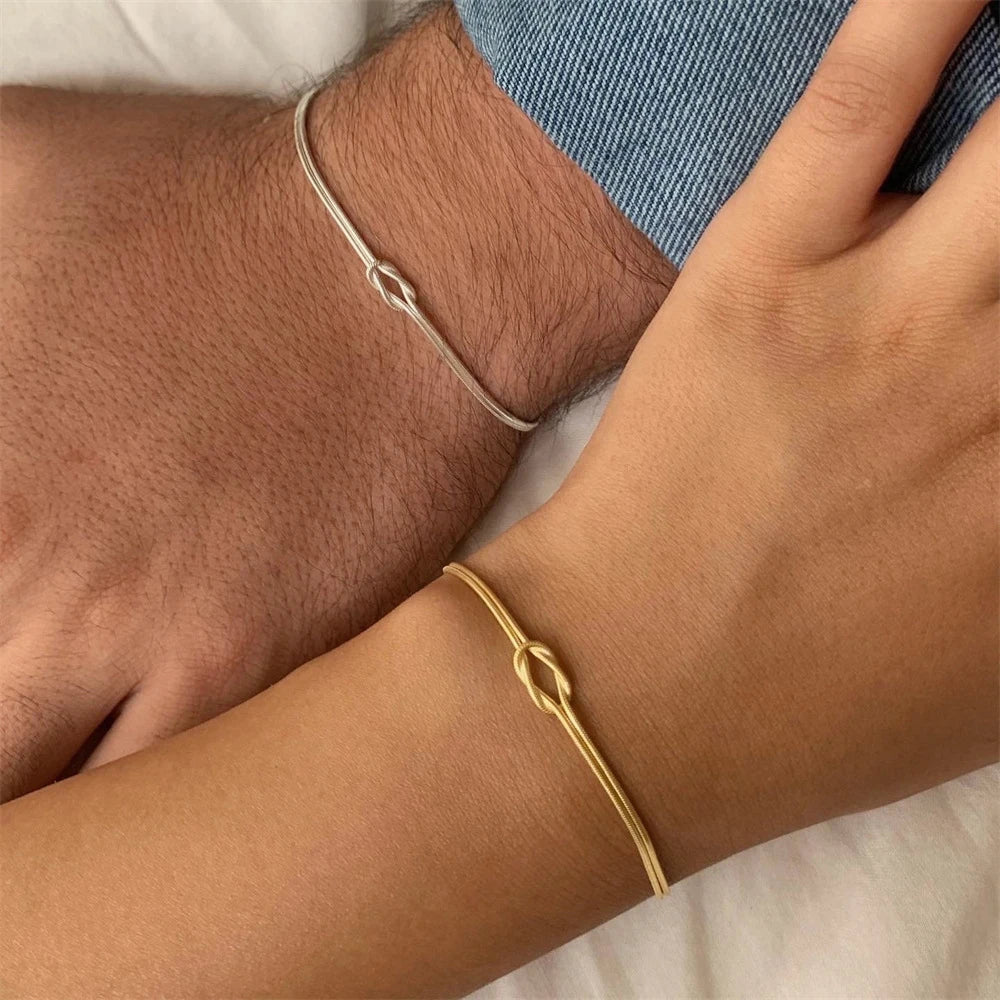 Urban Cuffs | Gold & Silver Double-Layer Knot Bracelet for Couples