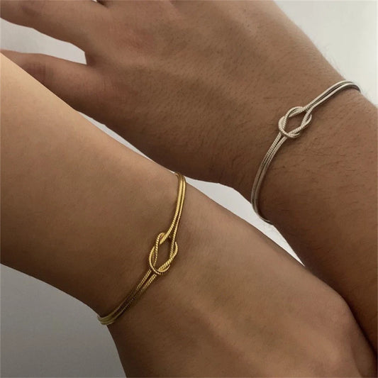 Urban Cuffs | Gold & Silver Double-Layer Knot Bracelet for Couples
